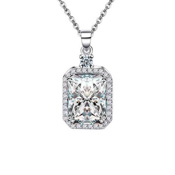 Classic Halo Created White Sapphire Pendant Necklace Sterling Silver Plated 28$